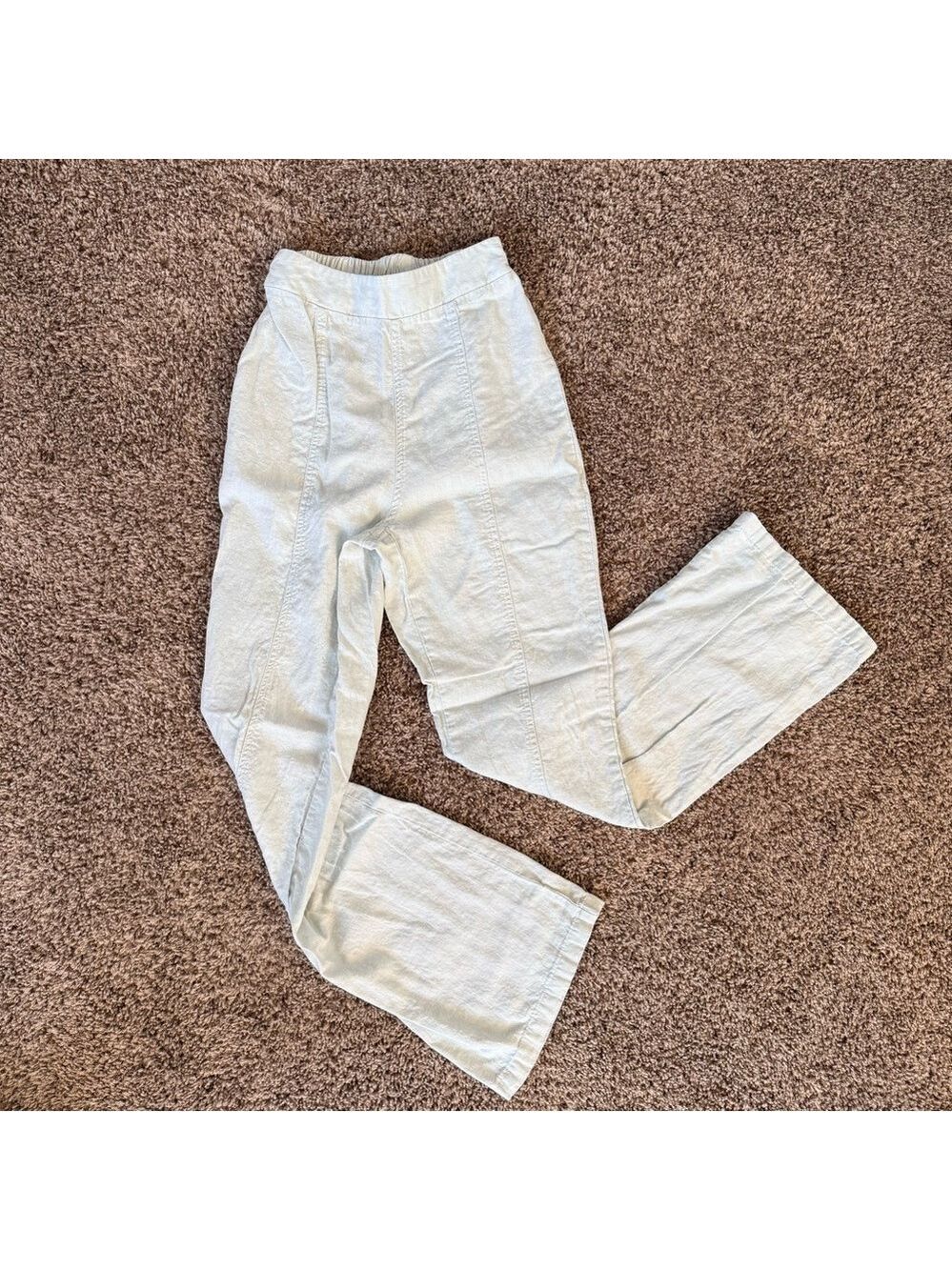 Happily Grey Light Green Linen/Viscose Pants Small